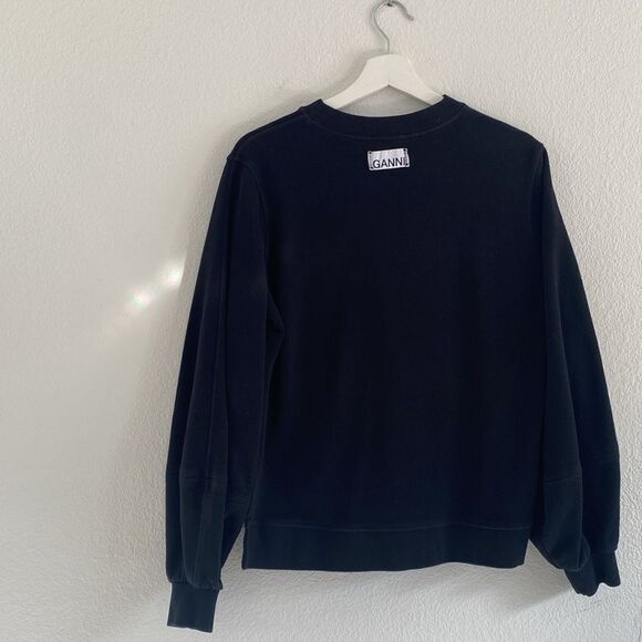 Ganni Black Boxy Crew 100% Cotton Sweater Size Medium - Picture 6 of 7